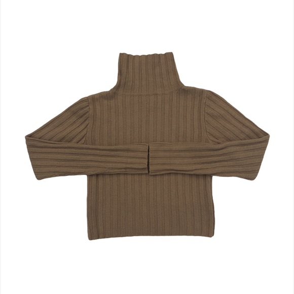 Vintage Brown Ribbed Turtleneck Wool Sweater - Picture 7 of 7